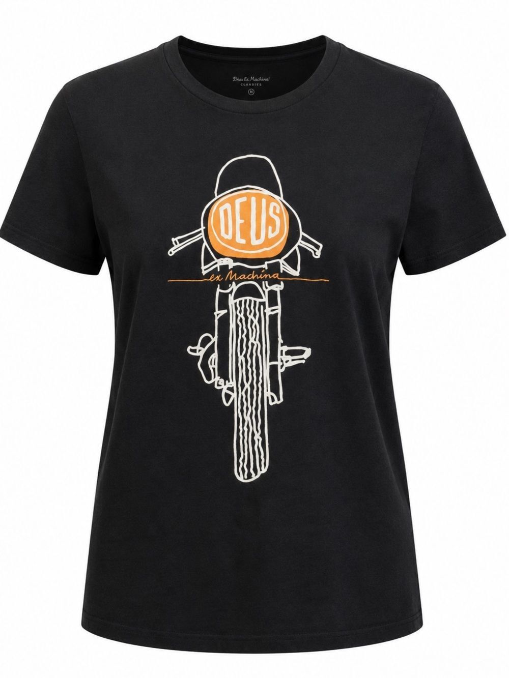 Deus Ex Machina Classics Motorcycle Graphic T-Shirt Black Orange Size XL